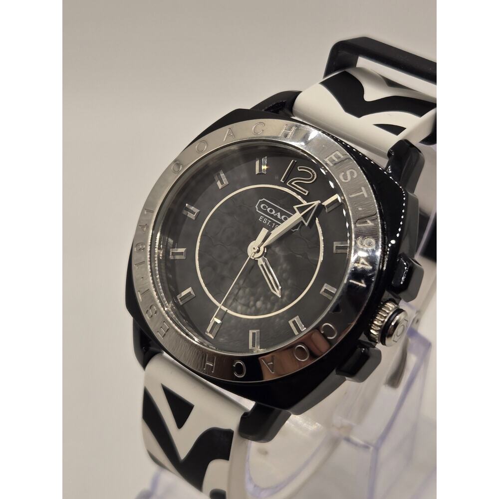 New COACH 1941 Ladies' 41mm Black Ceramic Silicone Watch. Box + Papers. - Picture 11 of 16